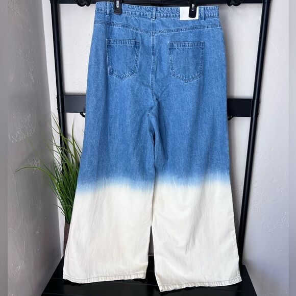 Missguided wide leg baggy high waist ombré jeans size 14 - Picture 3 of 14